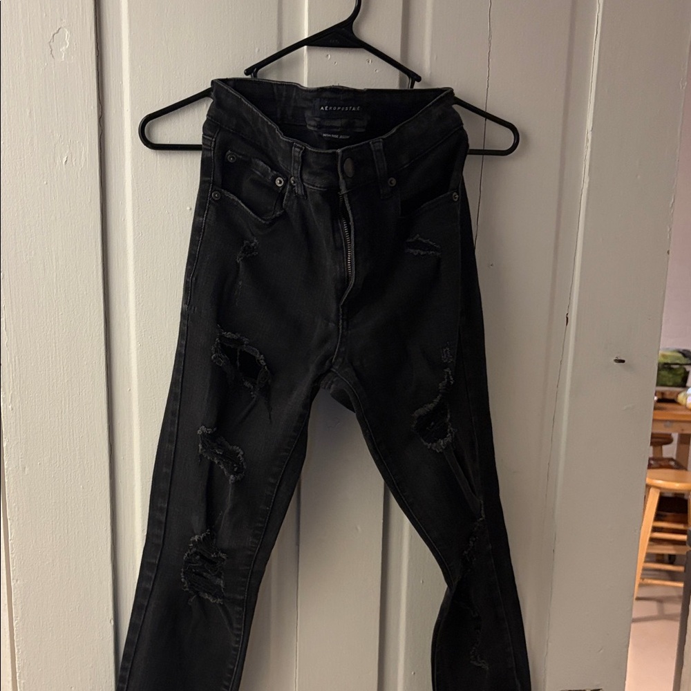 Aeropostale Black Distressed Women Jeggings